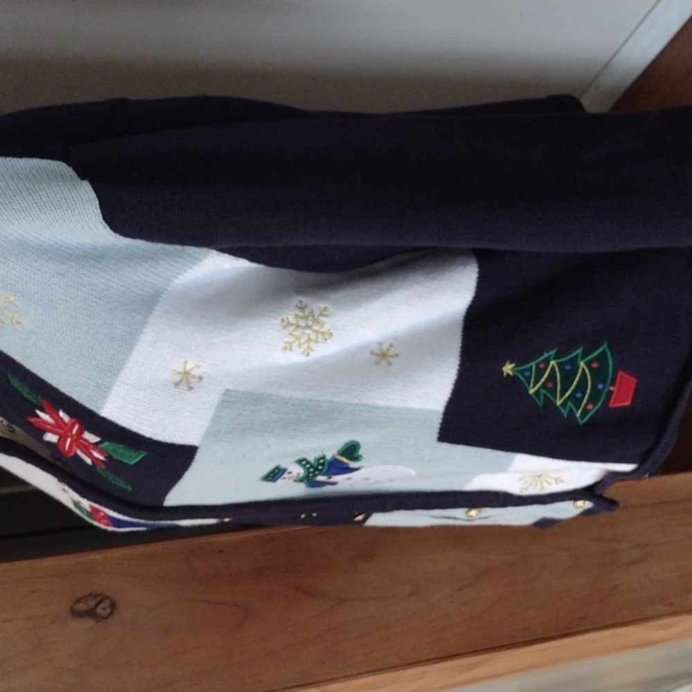Women's Vintage Crystal Kobe Christmas Button Up Cardigan XL - Picture 4 of 8